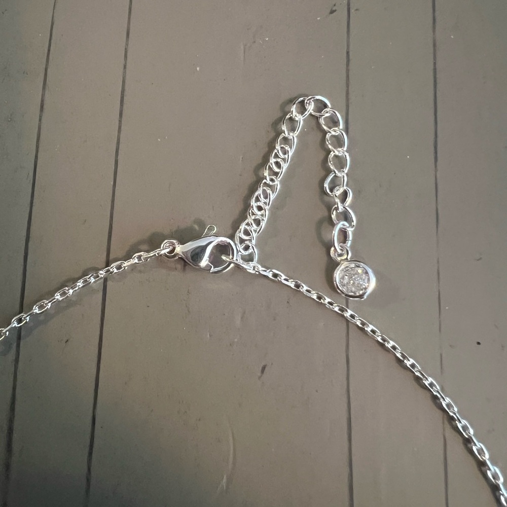 CZ Silver Clover Necklace - Picture 7 of 9
